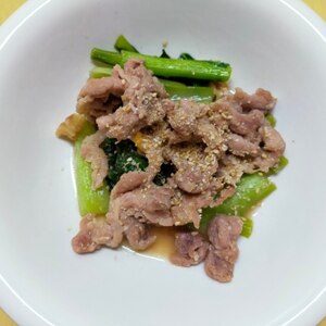 小松菜と豚肉のごま味噌炒め
